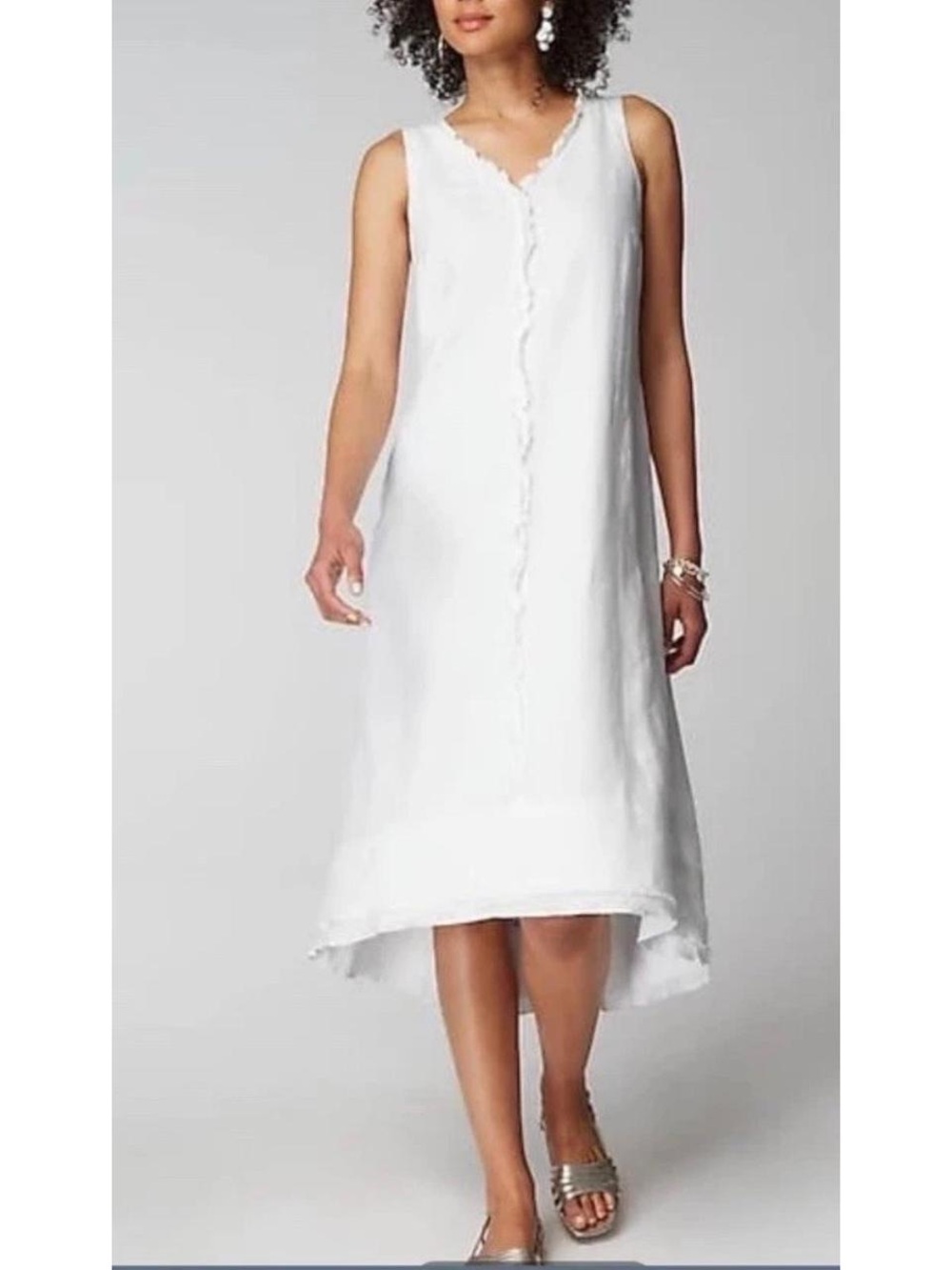 J. Jill White Sleeveless High-Low Midi Dress
